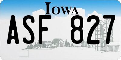 IA license plate ASF827