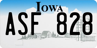 IA license plate ASF828