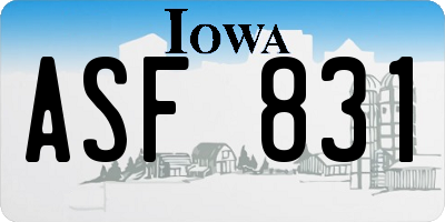 IA license plate ASF831