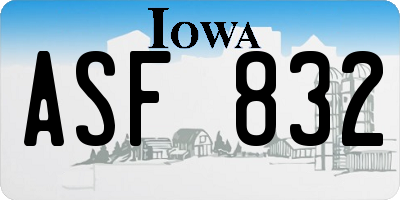 IA license plate ASF832