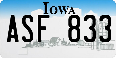 IA license plate ASF833