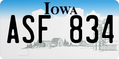 IA license plate ASF834