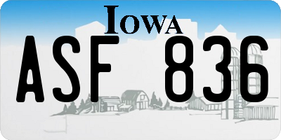 IA license plate ASF836