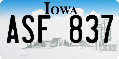 IA license plate ASF837