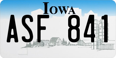 IA license plate ASF841