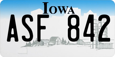 IA license plate ASF842