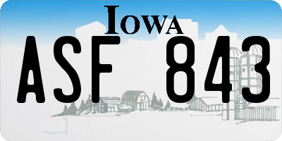 IA license plate ASF843