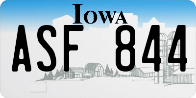 IA license plate ASF844