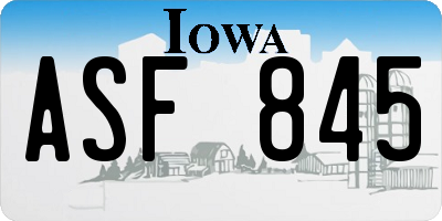 IA license plate ASF845