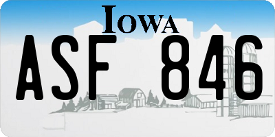IA license plate ASF846