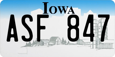 IA license plate ASF847