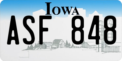 IA license plate ASF848