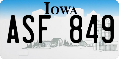 IA license plate ASF849