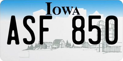 IA license plate ASF850