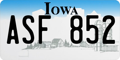 IA license plate ASF852