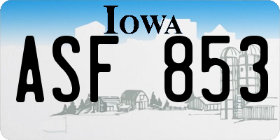 IA license plate ASF853