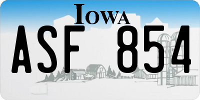 IA license plate ASF854