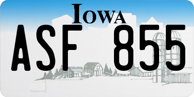 IA license plate ASF855