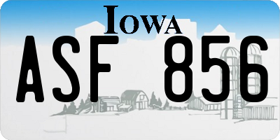 IA license plate ASF856