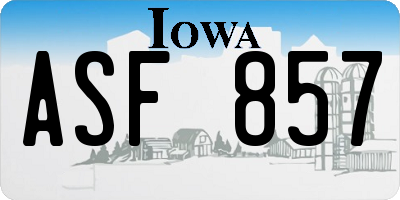 IA license plate ASF857