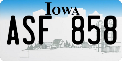 IA license plate ASF858
