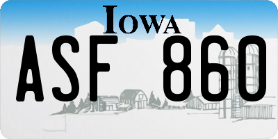 IA license plate ASF860