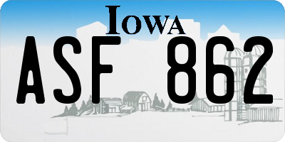 IA license plate ASF862