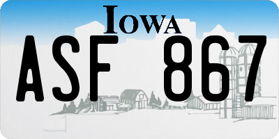 IA license plate ASF867