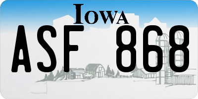 IA license plate ASF868