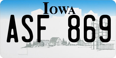 IA license plate ASF869