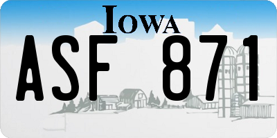 IA license plate ASF871
