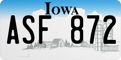 IA license plate ASF872