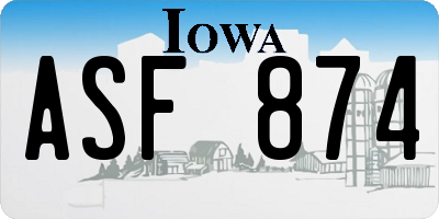 IA license plate ASF874