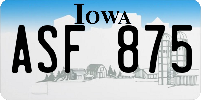 IA license plate ASF875