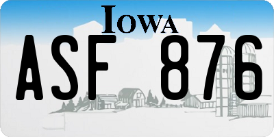 IA license plate ASF876