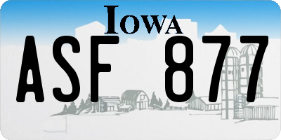 IA license plate ASF877