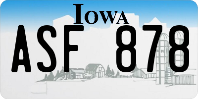 IA license plate ASF878