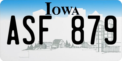 IA license plate ASF879