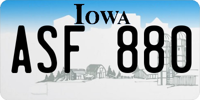 IA license plate ASF880