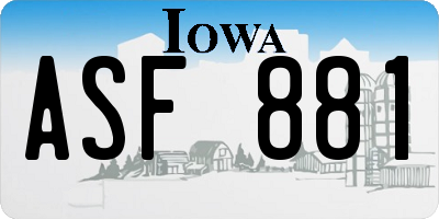 IA license plate ASF881