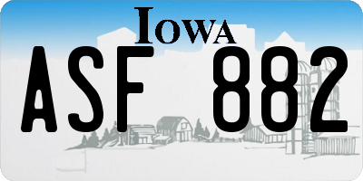 IA license plate ASF882