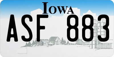 IA license plate ASF883