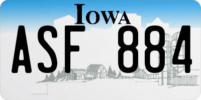 IA license plate ASF884