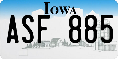 IA license plate ASF885