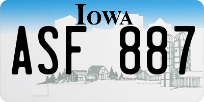 IA license plate ASF887