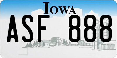 IA license plate ASF888