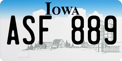 IA license plate ASF889