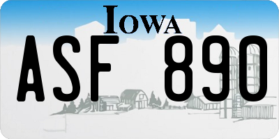 IA license plate ASF890