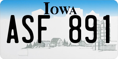 IA license plate ASF891