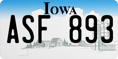 IA license plate ASF893